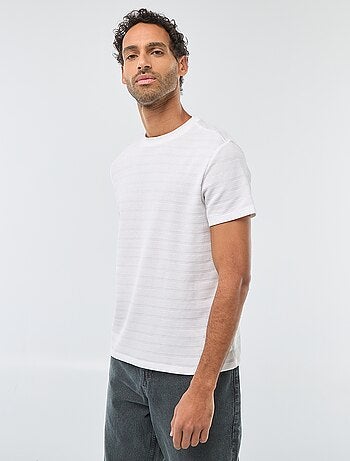 Camiseta de manga corta en punto gofrado