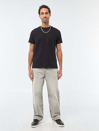 Camiseta de manga corta en punto gofrado