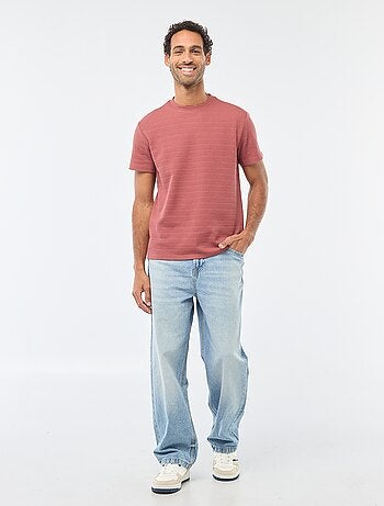 Camiseta de manga corta en punto gofrado