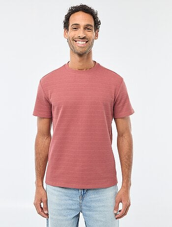 Camiseta de manga corta en punto gofrado