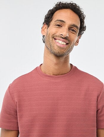 Camiseta de manga corta en punto gofrado