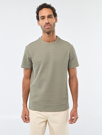Camiseta de manga corta en punto gofrado