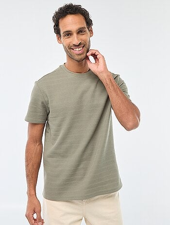 Camiseta de manga corta en punto gofrado