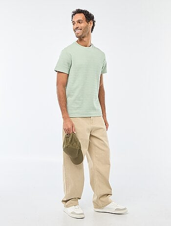 Camiseta de manga corta en punto gofrado