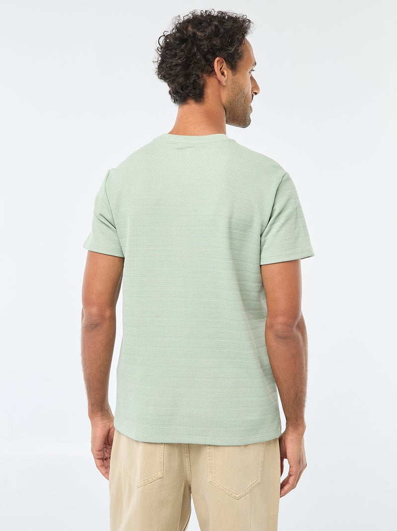 Camiseta de manga corta en punto gofrado Verde - Kiabi