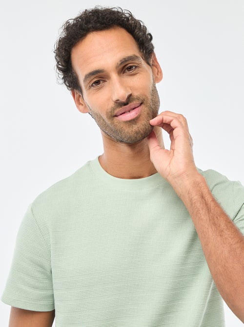 Camiseta de manga corta en punto gofrado - Kiabi