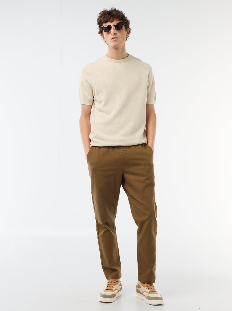 Camiseta de manga corta en tejido fantasía Beige - Kiabi