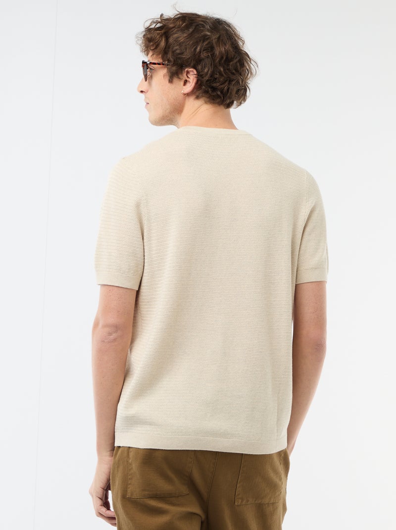 Camiseta de manga corta en tejido fantasía Beige - Kiabi