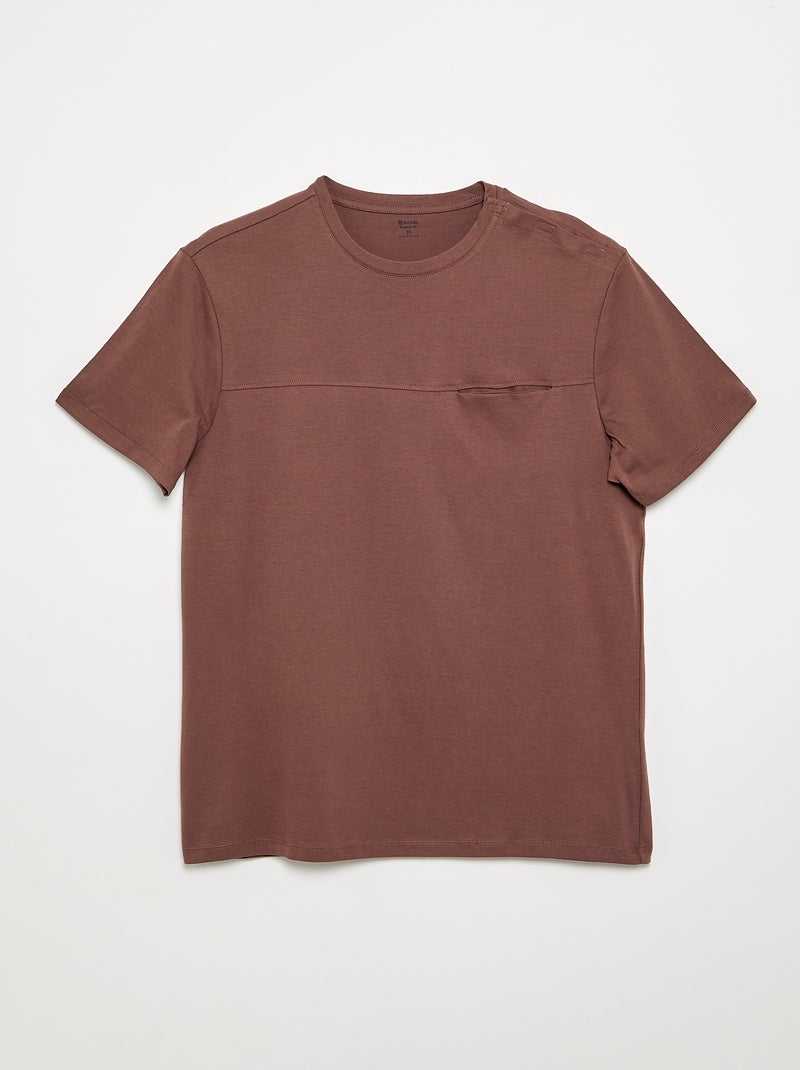 Camiseta de manga corta estampada - colección fácil de poner Marron - Kiabi