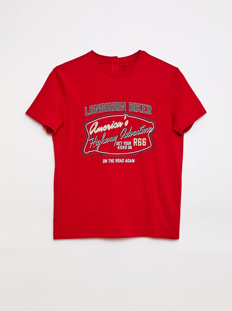 Camiseta de manga corta estampada - Fácil de Poner Rojo - Kiabi