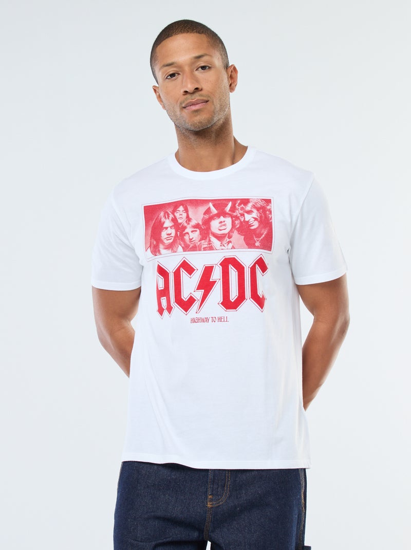 Camiseta de manga corta estampada 'AC/DC' blanco - Kiabi