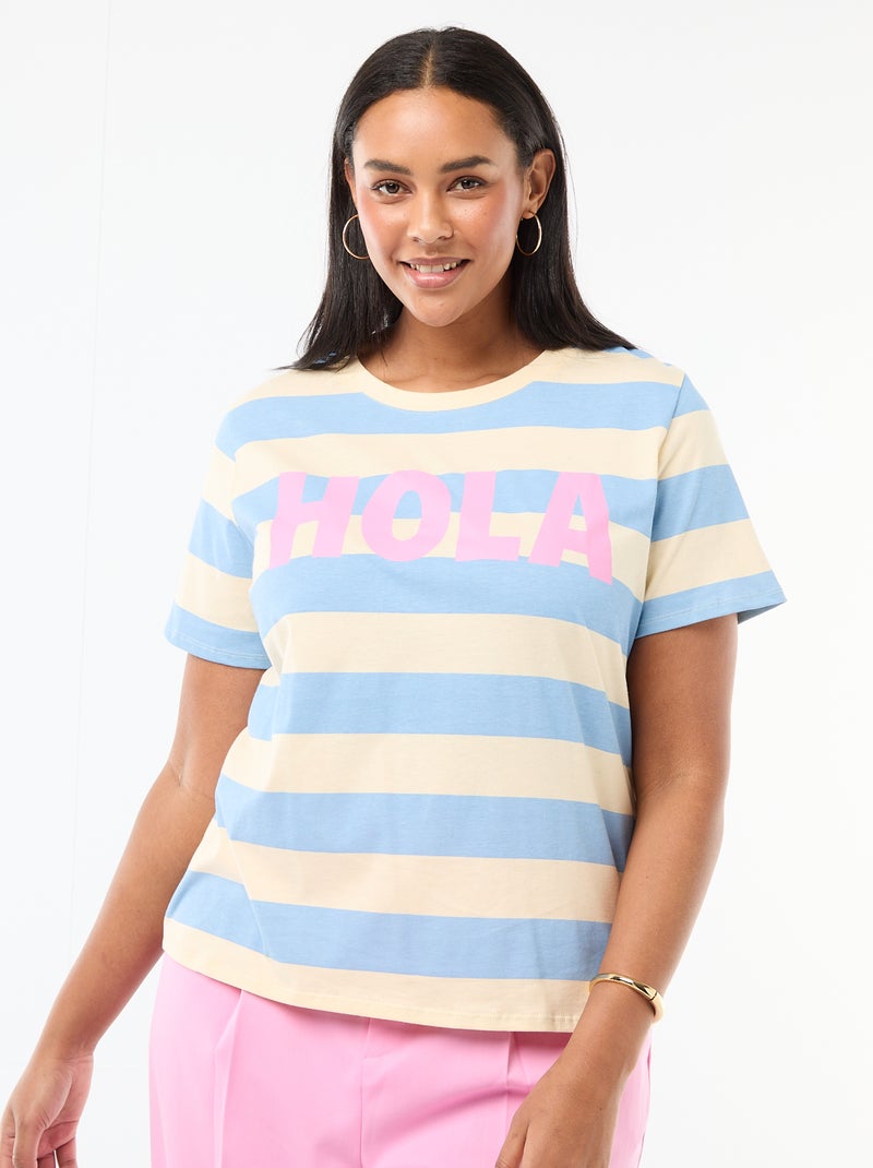 Camiseta de manga corta estampada Azul - Kiabi