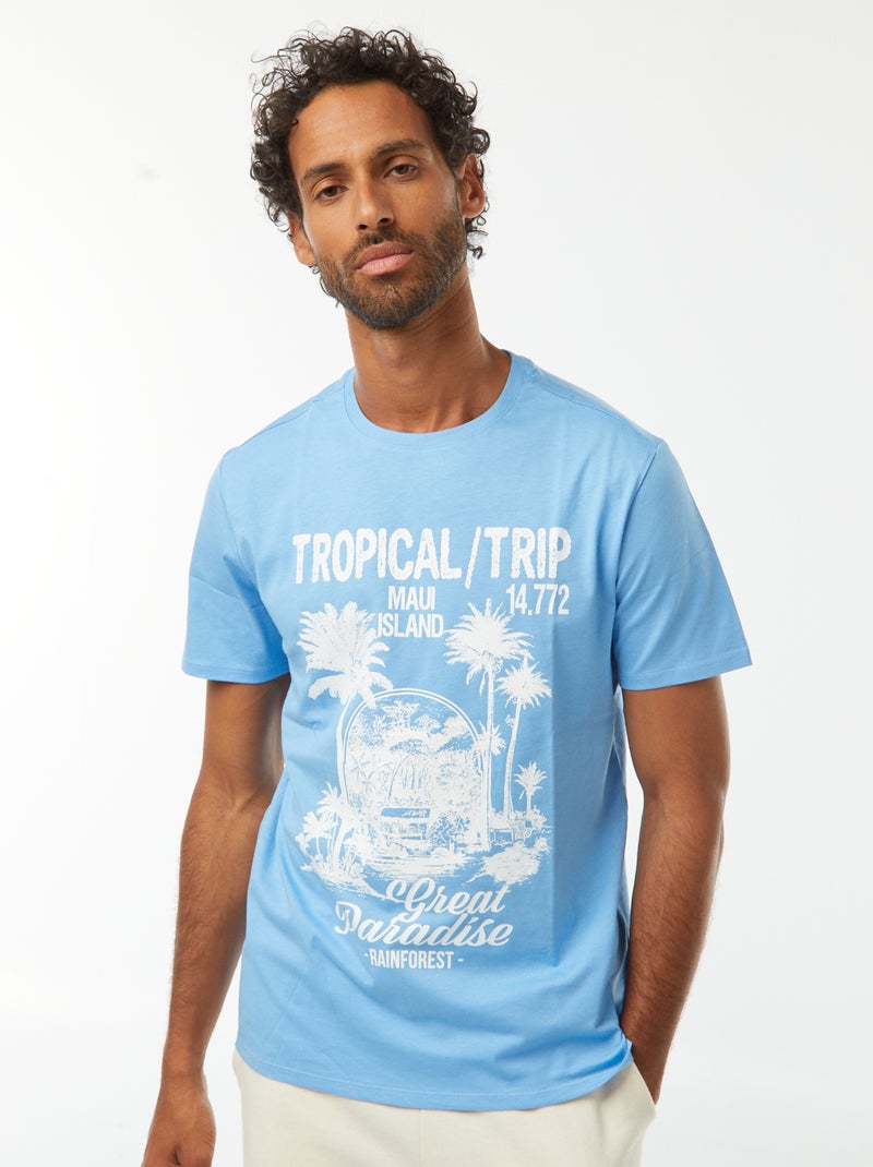 Camiseta de manga corta estampada Azul - Kiabi