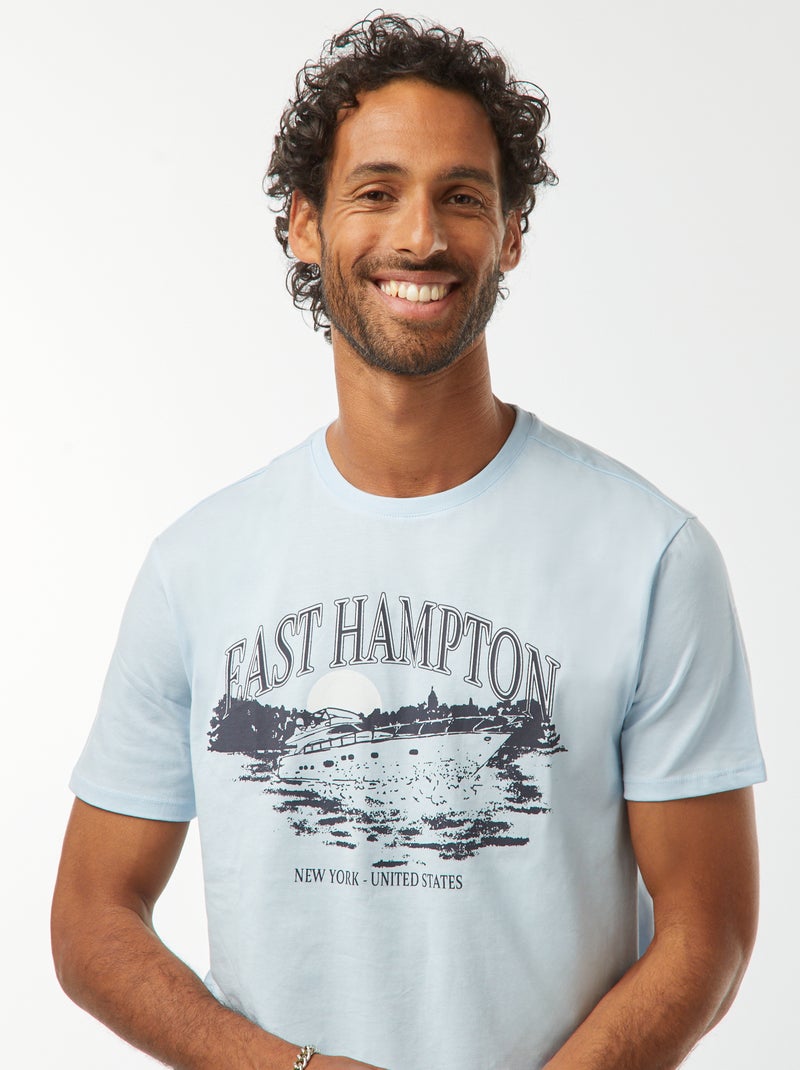 Camiseta de manga corta estampada Azul - Kiabi