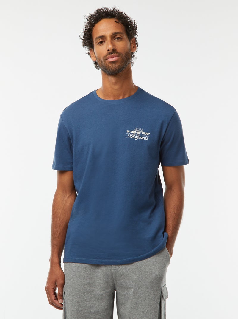 Camiseta de manga corta estampada Azul - Kiabi