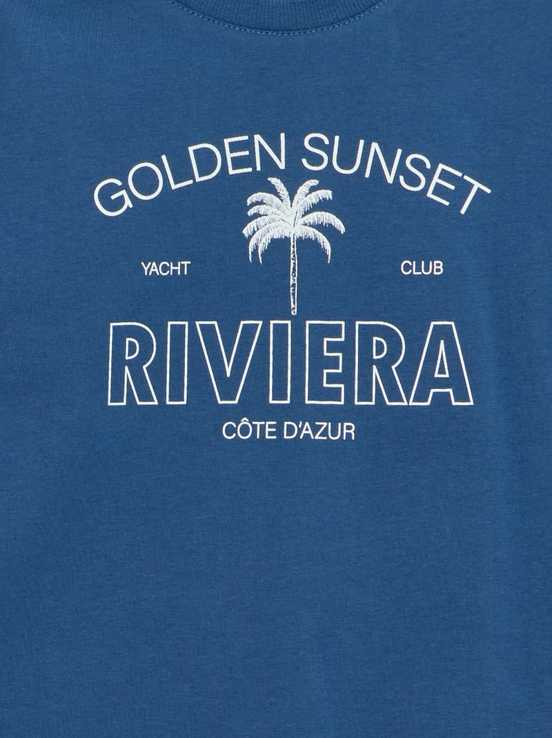 Camiseta de manga corta estampada Azul - Kiabi