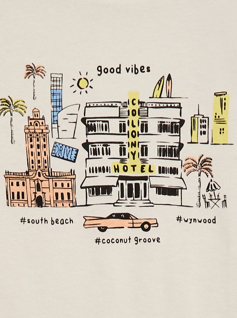 Camiseta de manga corta estampada Beige - Kiabi