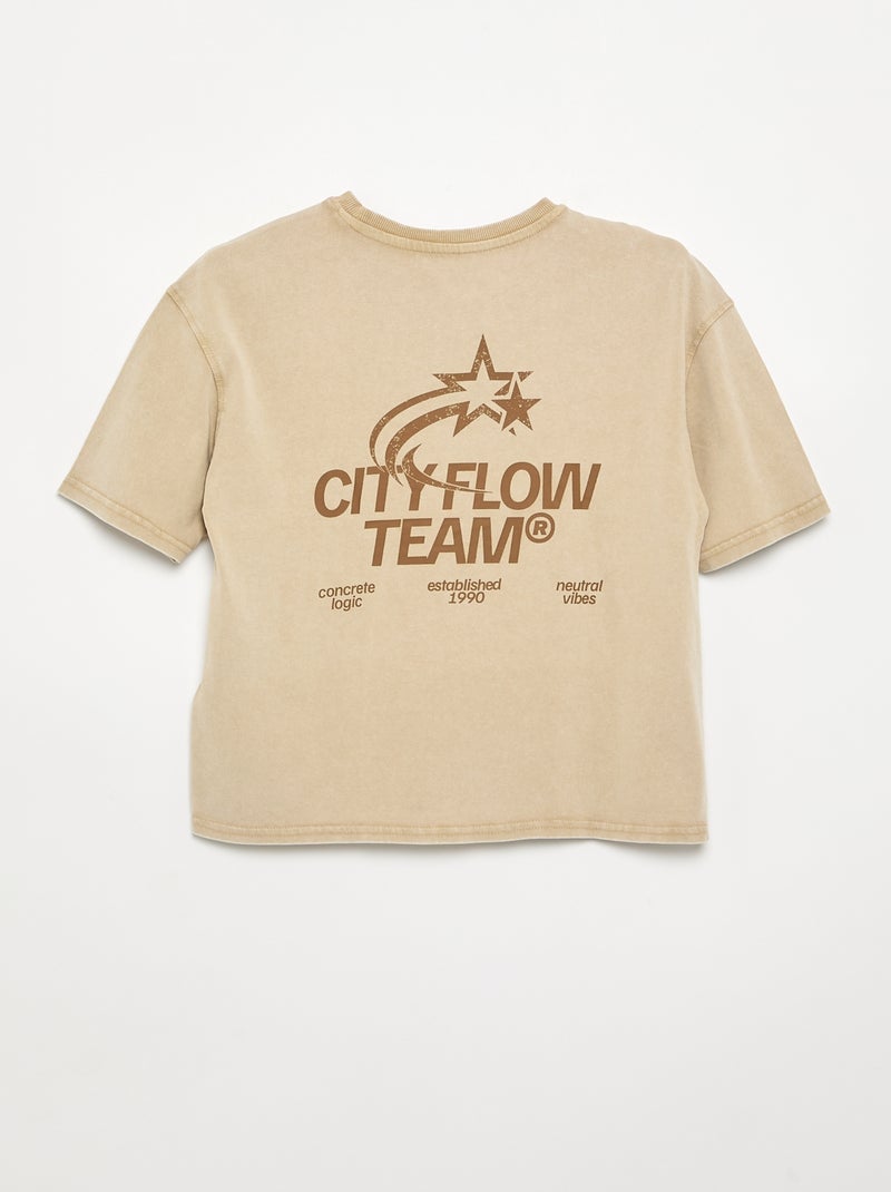 Camiseta de manga corta estampada Beige - Kiabi