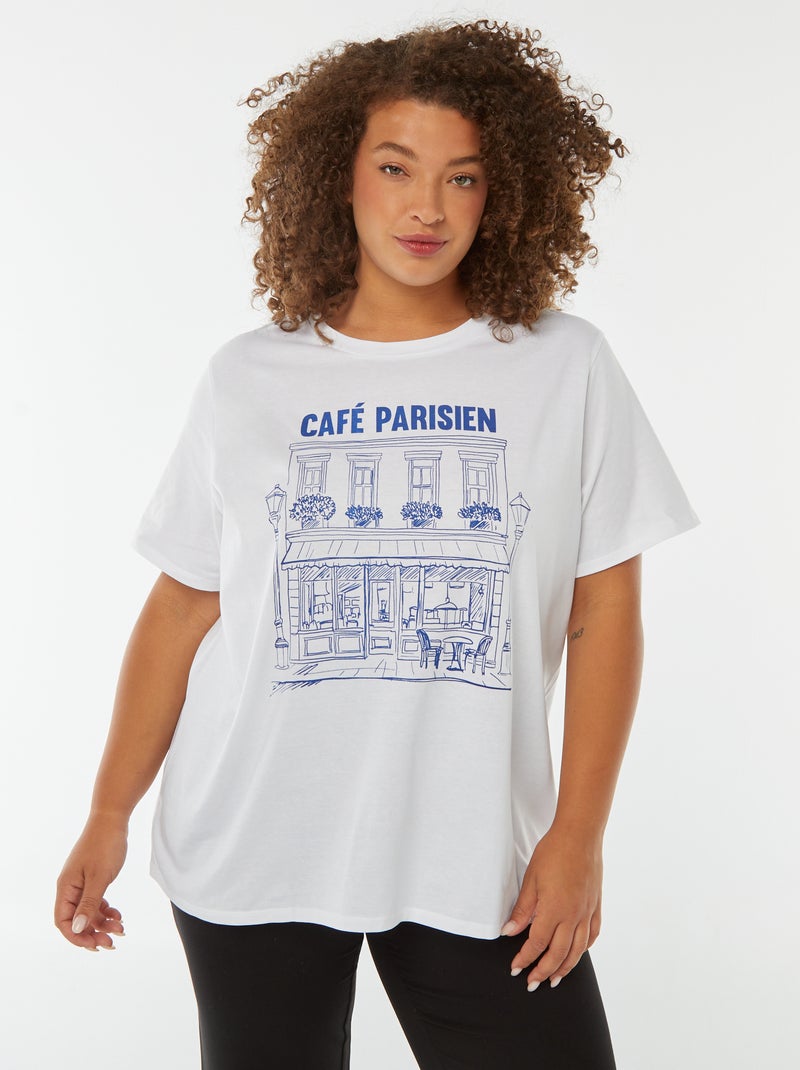 Camiseta de manga corta estampada Blanco Tallas grandes