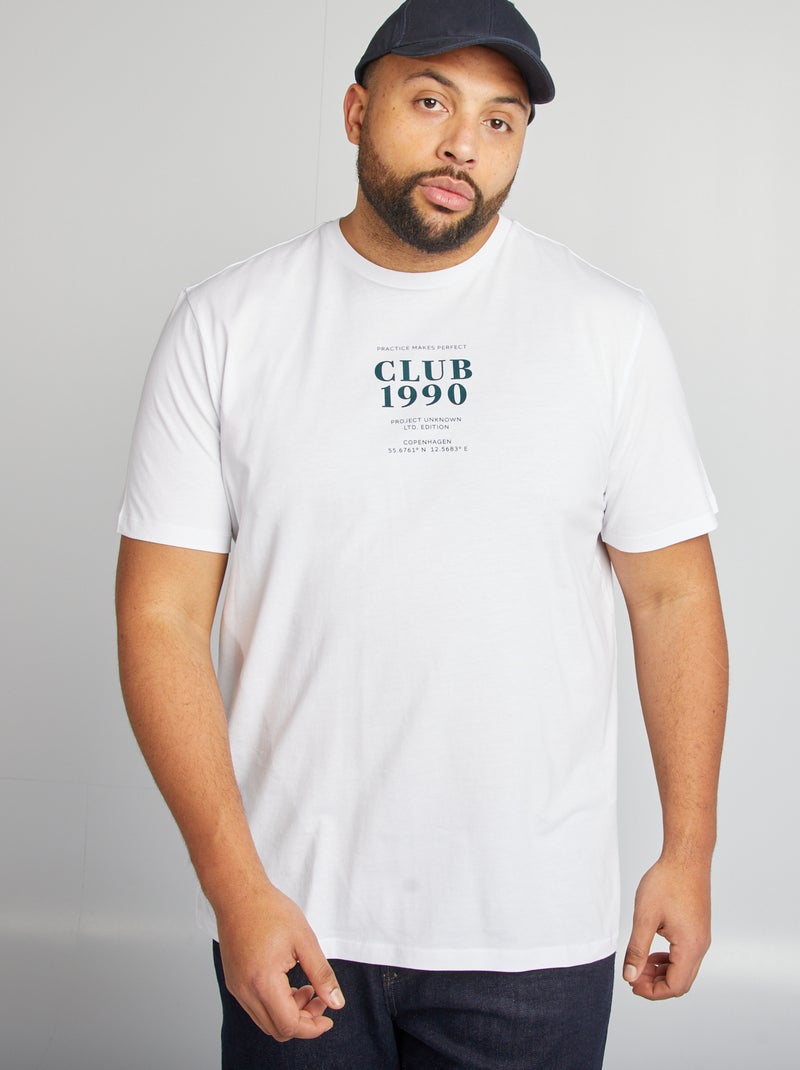 Camiseta de manga corta estampada 'Club 1990' BLANCO - Kiabi