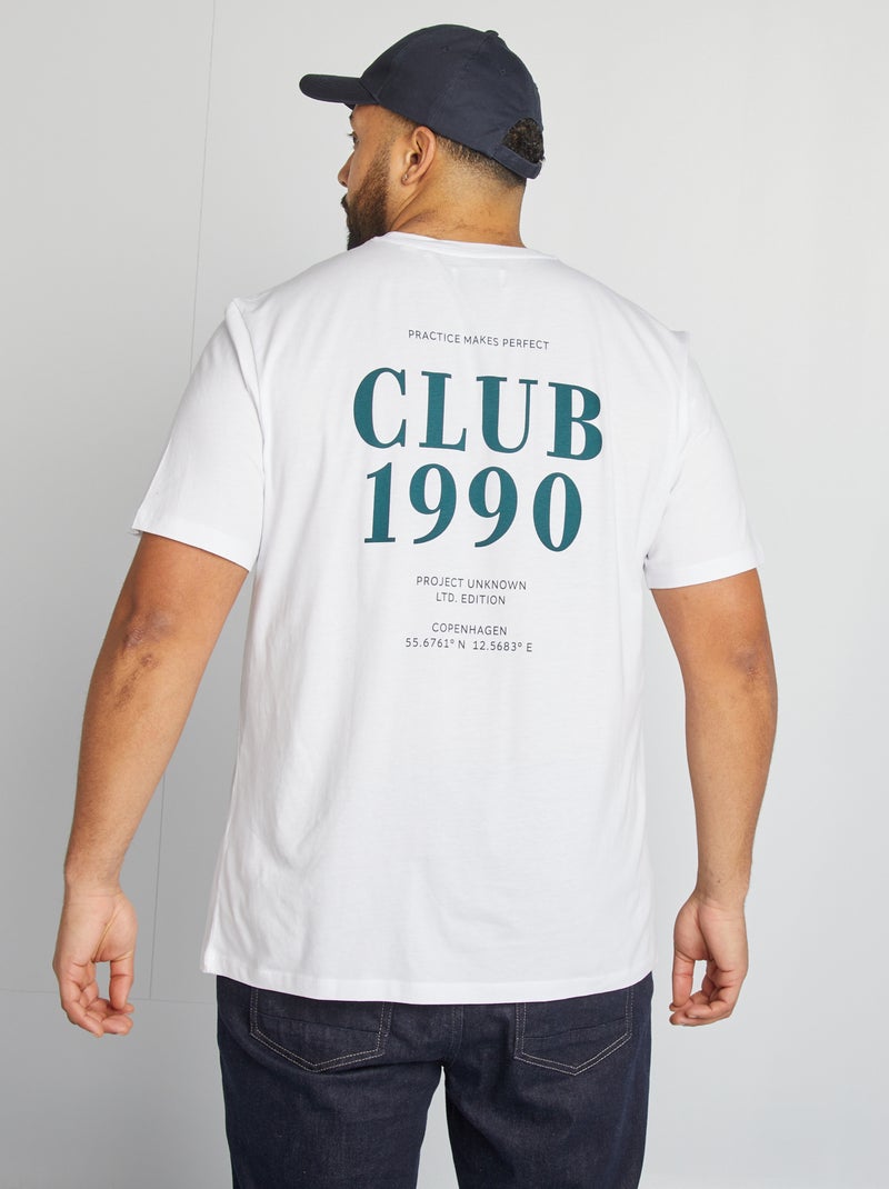 Camiseta de manga corta estampada 'Club 1990' BLANCO - Kiabi