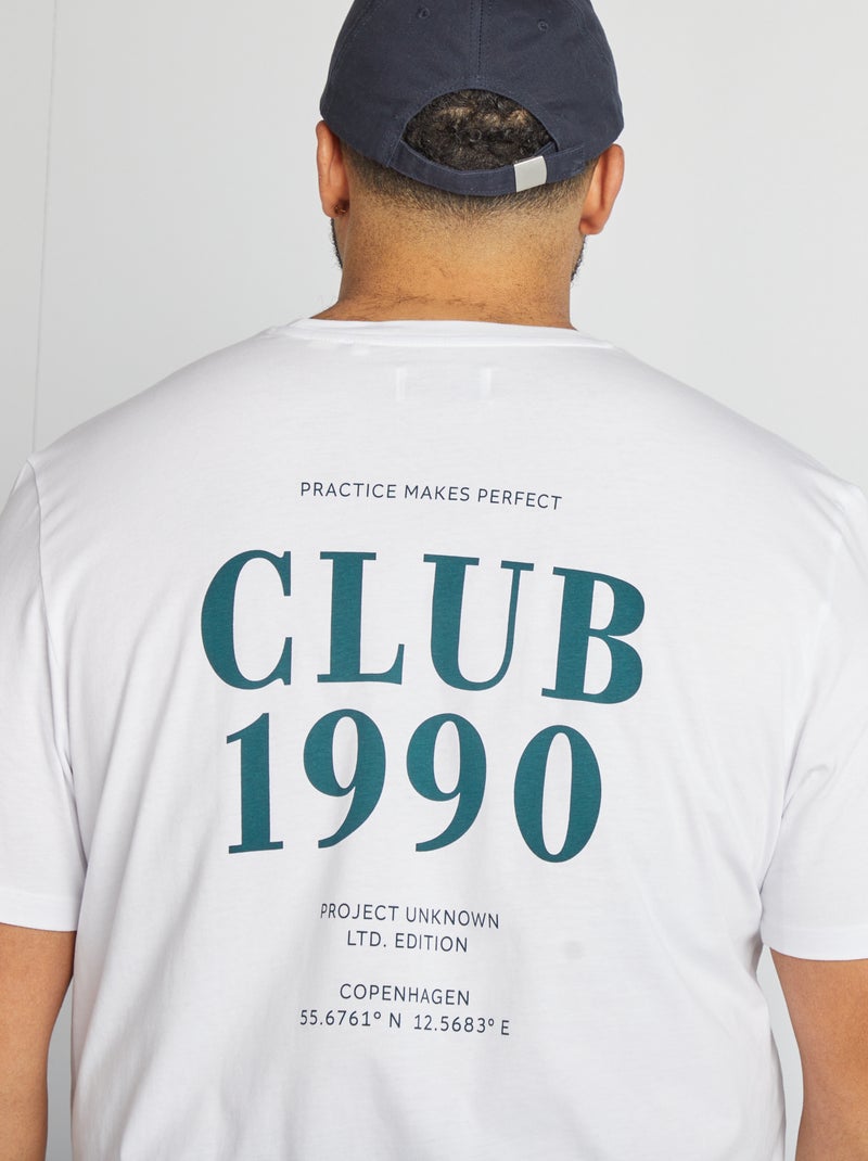 Camiseta de manga corta estampada 'Club 1990' BLANCO - Kiabi