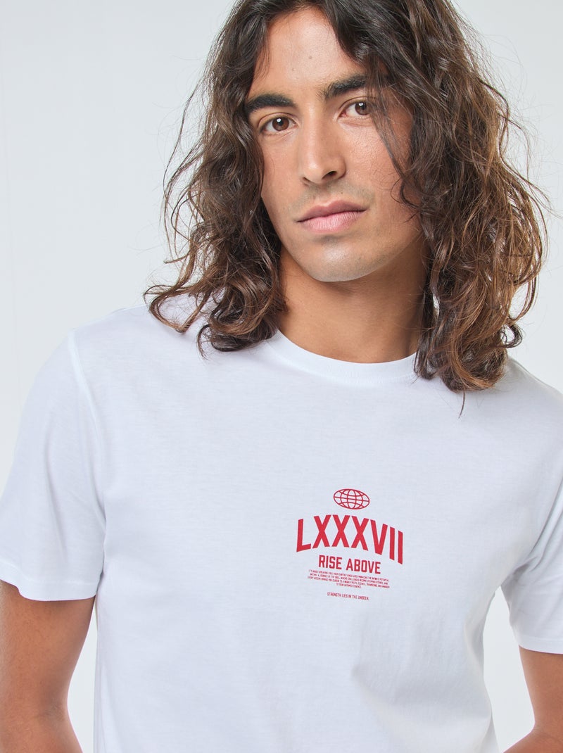 Camiseta de manga corta estampada con cuello redondo Blanco - Kiabi