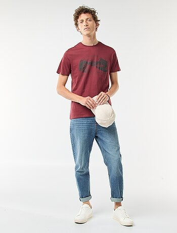 Camiseta de manga corta estampada con cuello redondo