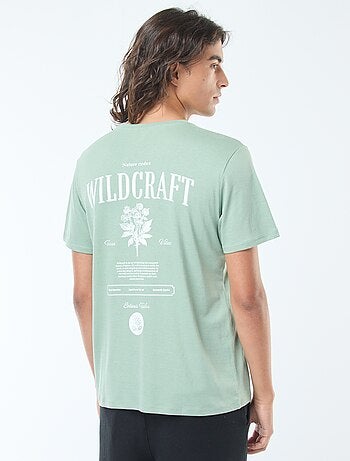 Camiseta de manga corta estampada con cuello redondo