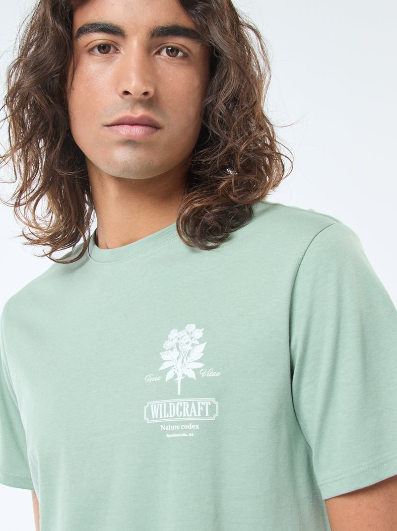 Camiseta de manga corta estampada con cuello redondo Verde - Kiabi