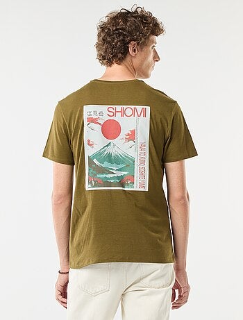Camiseta de manga corta estampada con cuello redondo