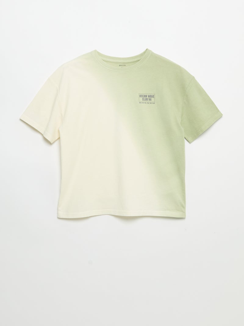Camiseta de manga corta estampada con tinte tie-dye Verde - Kiabi