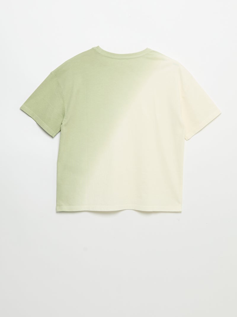 Camiseta de manga corta estampada con tinte tie-dye Verde - Kiabi