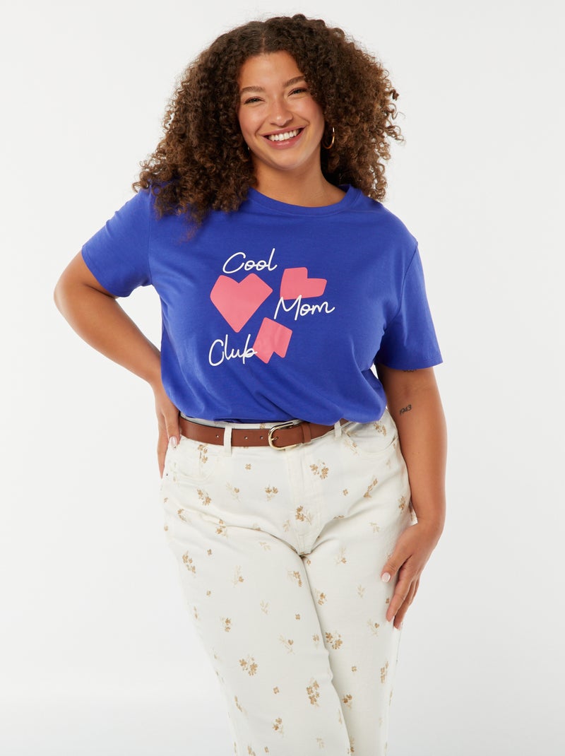 Camiseta de manga corta estampada 'Día de la Madre' Azul - Kiabi