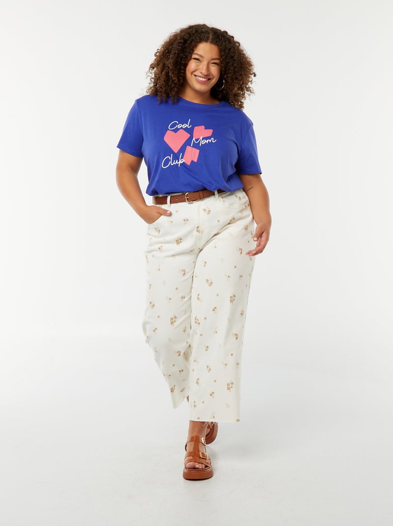 Camiseta de manga corta estampada 'Día de la Madre' Azul - Kiabi