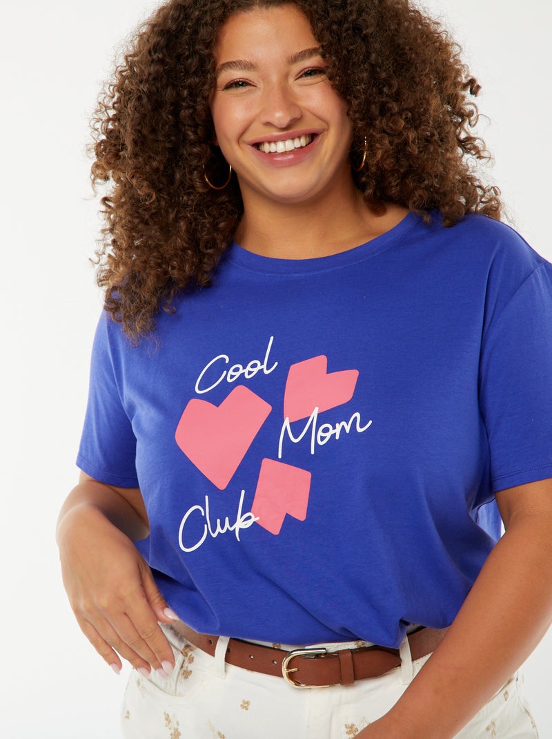 Camiseta de manga corta estampada 'Día de la Madre' Azul - Kiabi