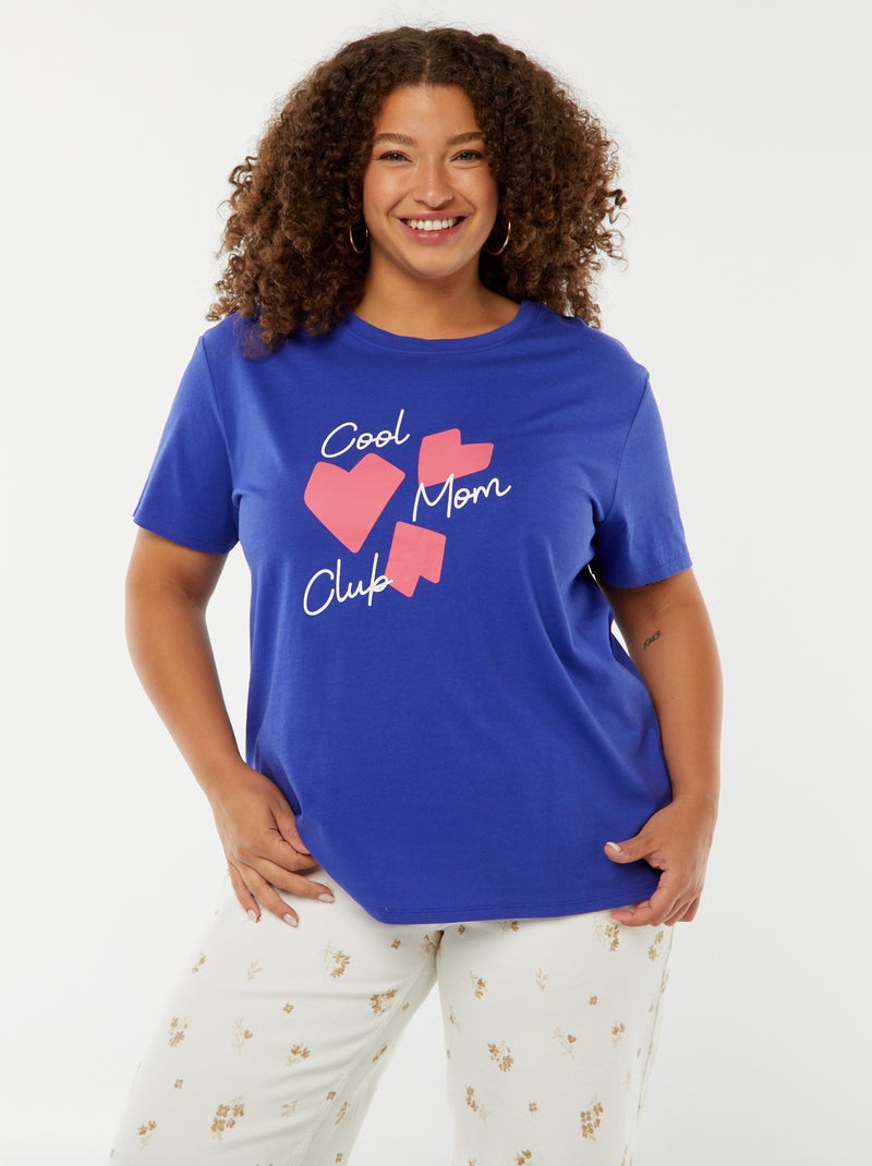 Camiseta de manga corta estampada 'Día de la Madre' Azul - Kiabi