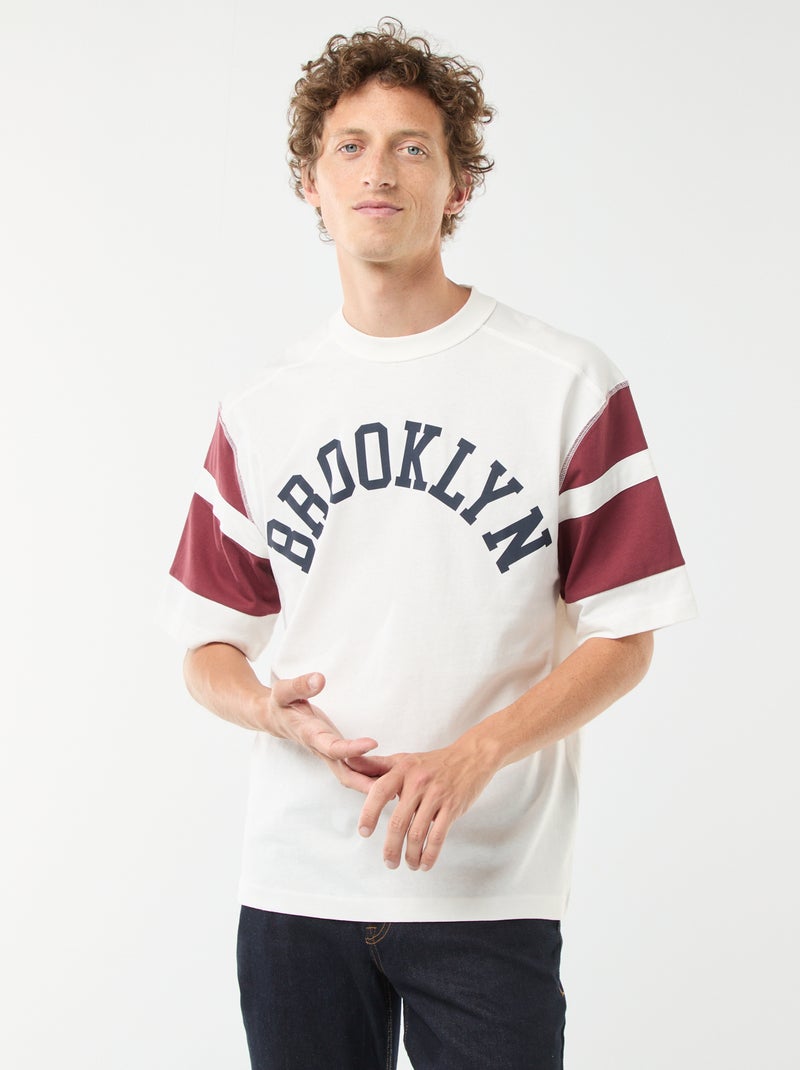 Camiseta de manga corta estampada estilo deportivo 'Nueva York' Rojo - Kiabi
