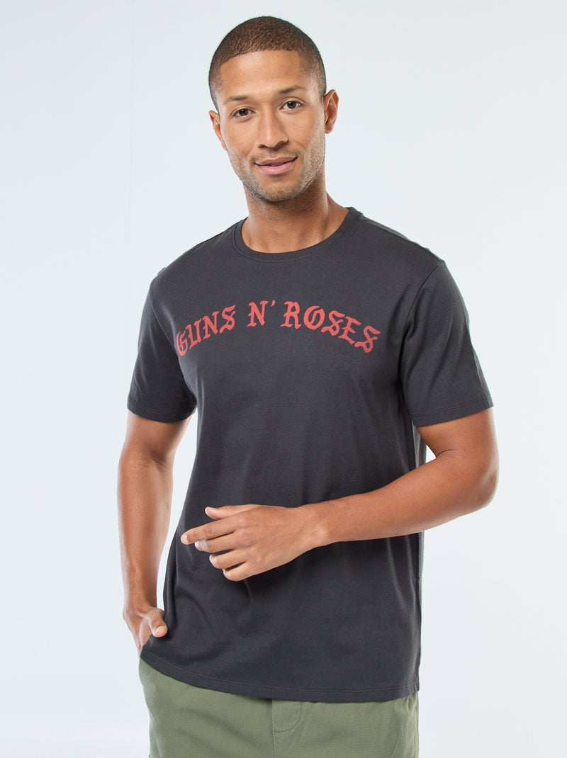 Camiseta de manga corta estampada 'Guns'n'Roses' Negro - Kiabi