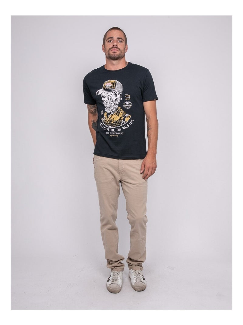 Camiseta de manga corta estampada JAGUAR Azul marino - Kiabi