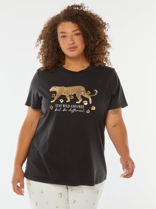 Camiseta de manga corta estampada 'jaguar' - Kiabi