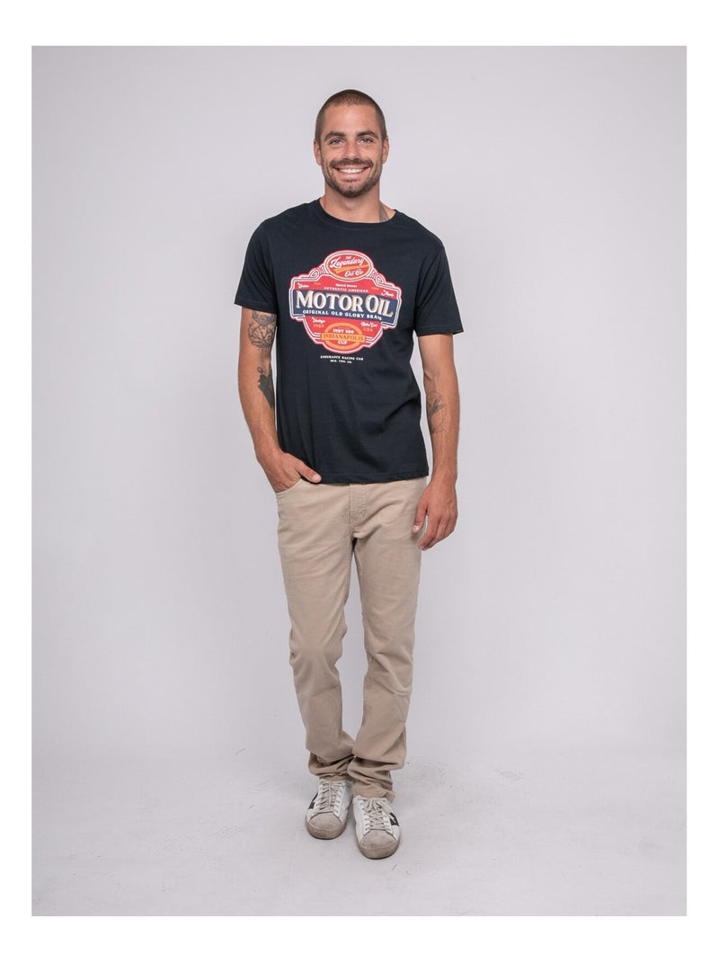 Camiseta de manga corta estampada JARIKART Azul marino - Kiabi