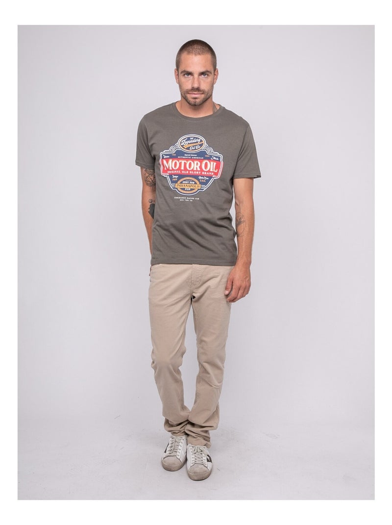 Camiseta de manga corta estampada JARIKART Caqui - Kiabi