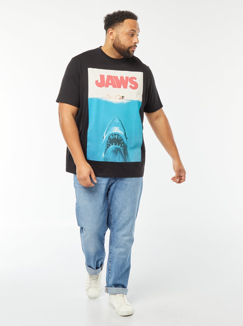 Camiseta de manga corta estampada 'Jaws' NEGRO - Kiabi