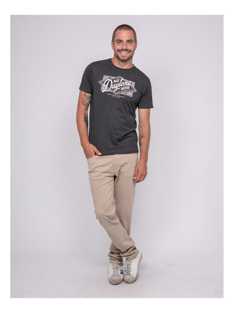 Camiseta de manga corta estampada JEPILOGUE Gris jaspeado - Kiabi