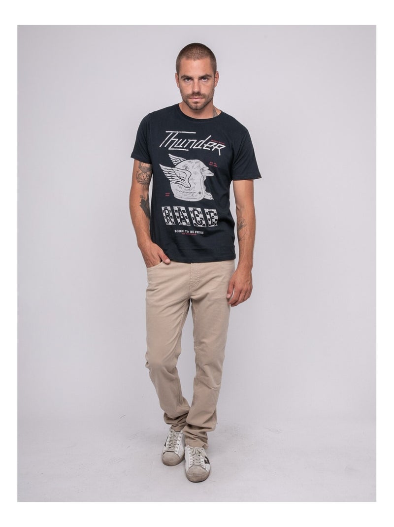 Camiseta de manga corta estampada JOCTOGONE Azul marino - Kiabi