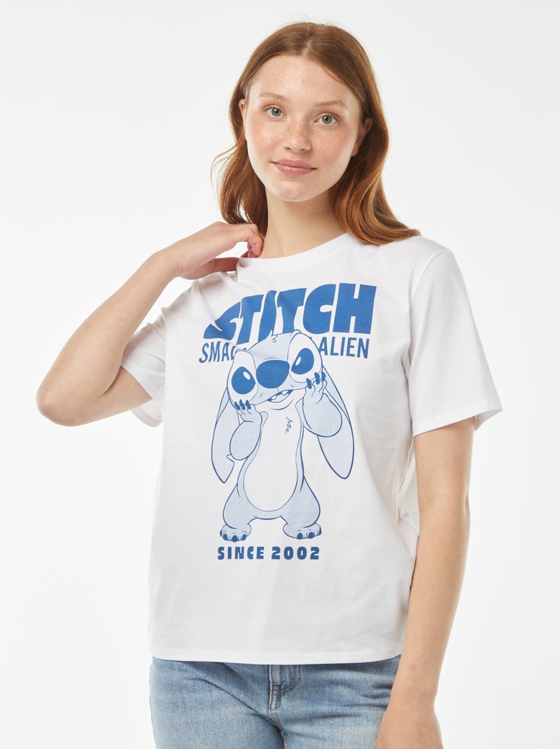Camiseta de manga corta estampada 'Lilo & Stitch' 'Disney' Blanco - Kiabi