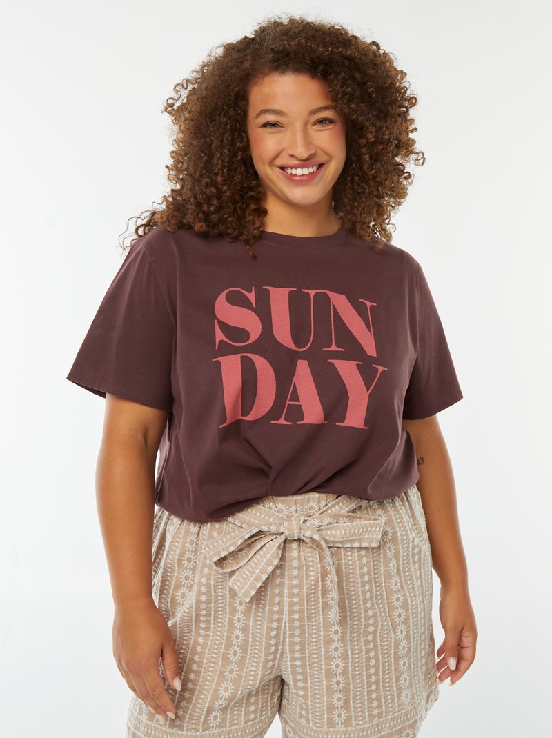 Camiseta de manga corta estampada Marron - Kiabi
