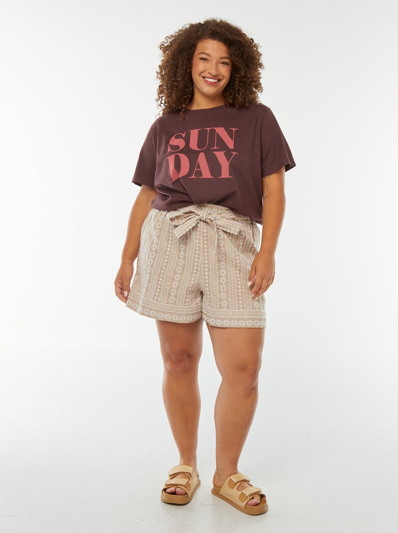 Camiseta de manga corta estampada Marron - Kiabi