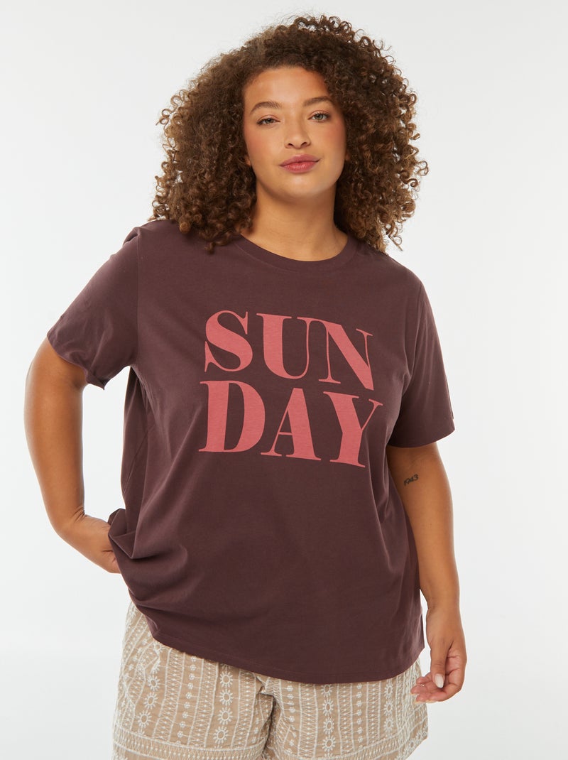 Camiseta de manga corta estampada Marron - Kiabi